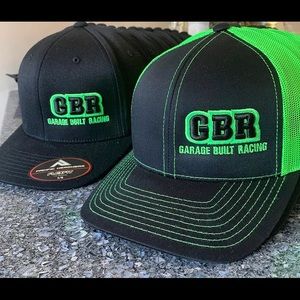 Flex fit all black hat or trucker hat